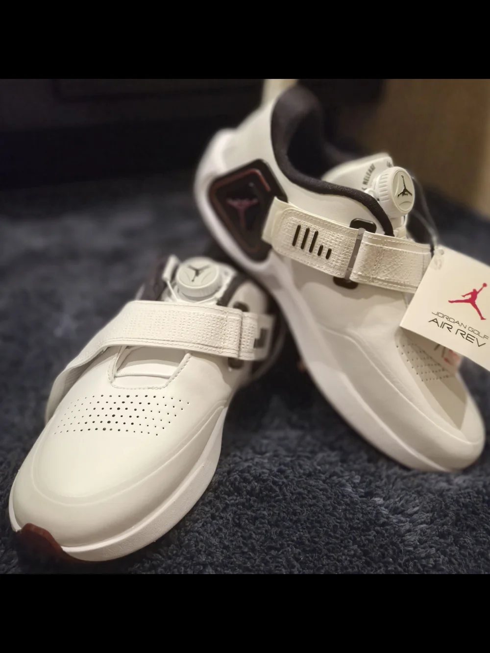 Jordan Air Rev Golf Shoes Size 5 White Black Pink FV6338-104 NEW NWT